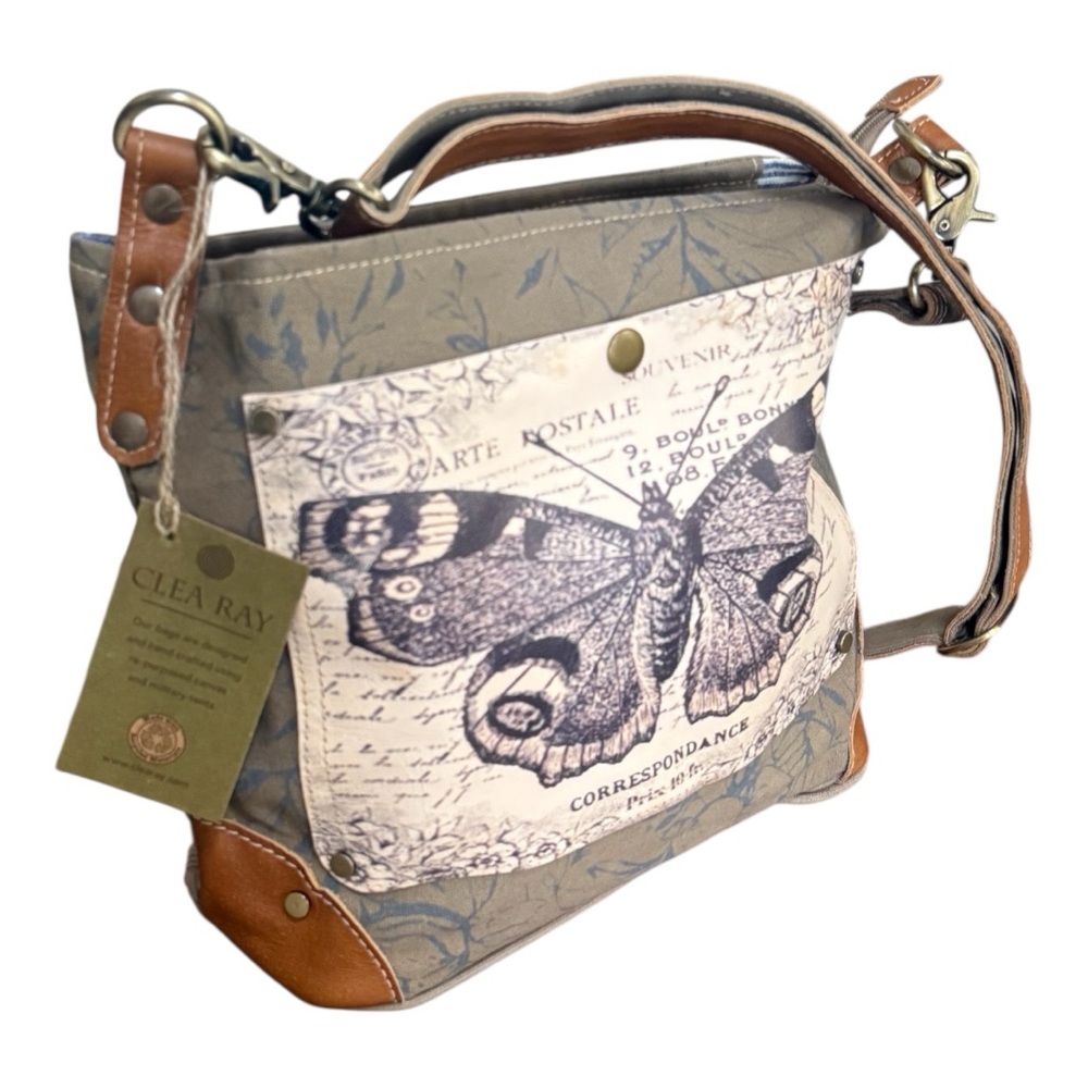 NWT Stylish Women’s Canvas Shoulder Crossbody Bag with Butterfly Design - Picture 8 of 10